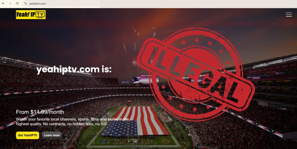YeahIPTV.com is illegal